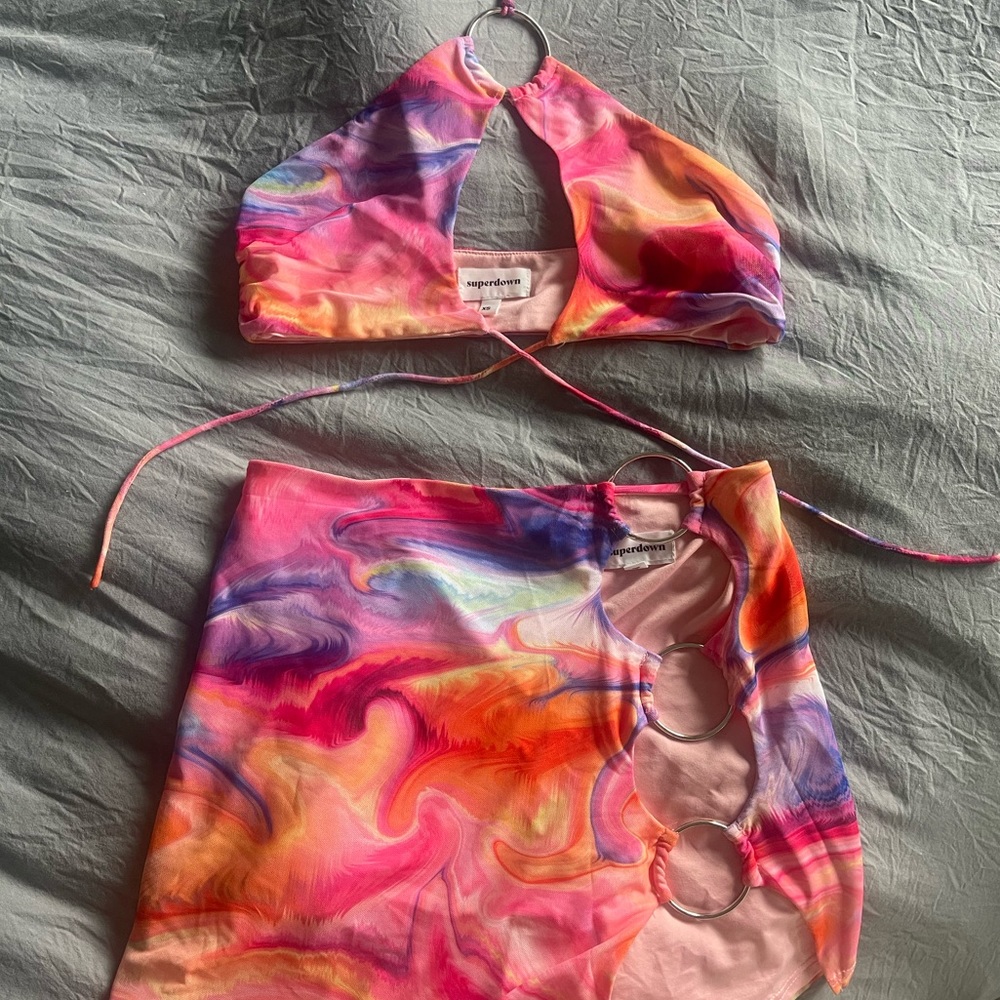 superdown Multicolor Swirl Skirt Set